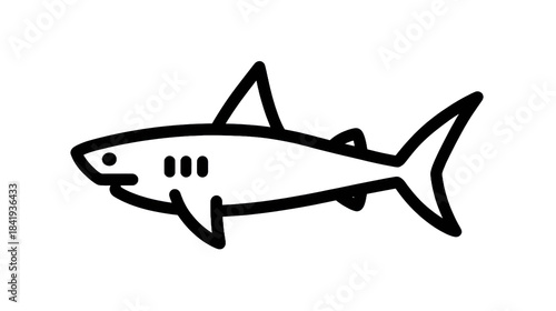 Outline illustration of a shark with transparent background for design