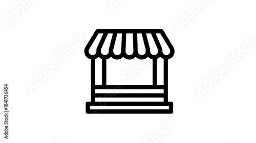 Outline illustration of a stall shop with transparent background ideal for design