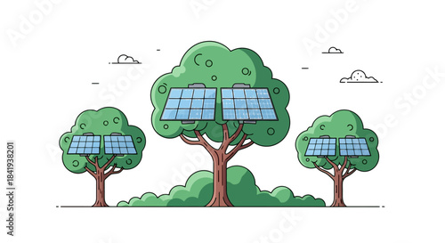 Solar Panels Integrated into Trees for Sustainable Energy Production.