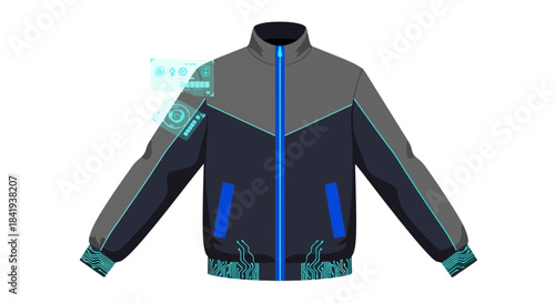 Stylish Track Jacket with Modern Design and Blue Accents.