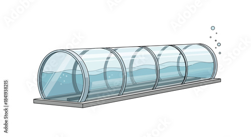 Swimming Pool Enclosure with Transparent Arched Roof and Water Inside.