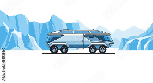 Futuristic Arctic Exploration Vehicle for Polar Expeditions.