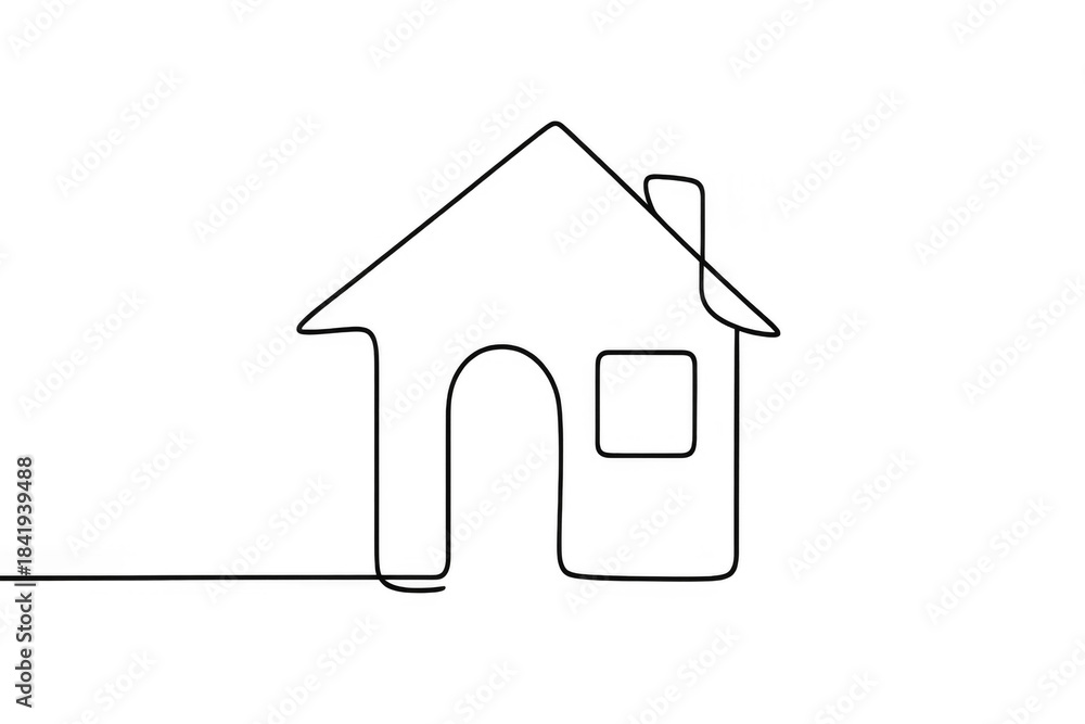 Fototapeta premium House continuous line drawing representing home, real estate, property, and building on transparent background
