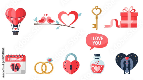 Collection of Valentine's Day Icons and Symbols love romance