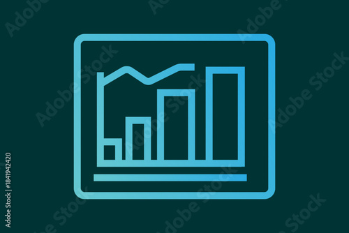 The image shows a stylized graphic of a data analytics dashboard.