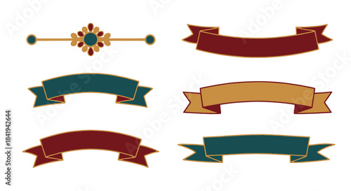 Collection of Vintage Ribbons and Decorative Element for Design Projects.