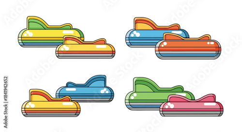 Colorful Bumper Cars Set for Amusement Park Fun.