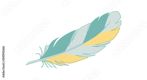 Colorful Feather Illustration with Soft Hues and Gentle Texture.