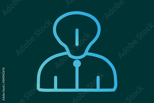 This image illustrates a stylized human figure where the head has been replaced by an inverted lightbulb shape.