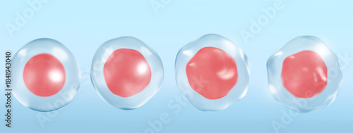 Red human cell, Biotechnology in cell biology, medical 3d vector illustration.