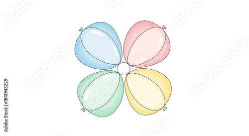 Four Colorful Beach Balls Arranged in a Symmetrical Pattern.