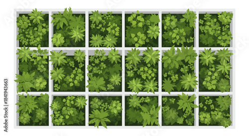 Lush green plants thriving in a modern vertical garden installation.