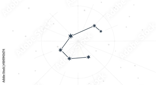 Minimalist depiction of a constellation with connected stars on a white background.