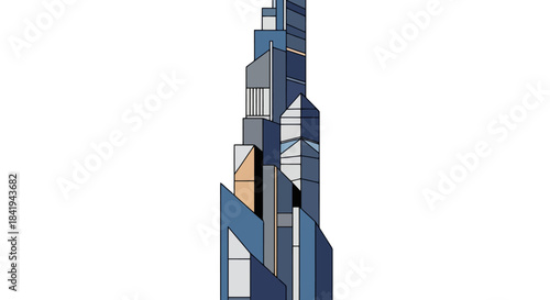 Modern Abstract Skyscraper Architectural Design Illustration.
