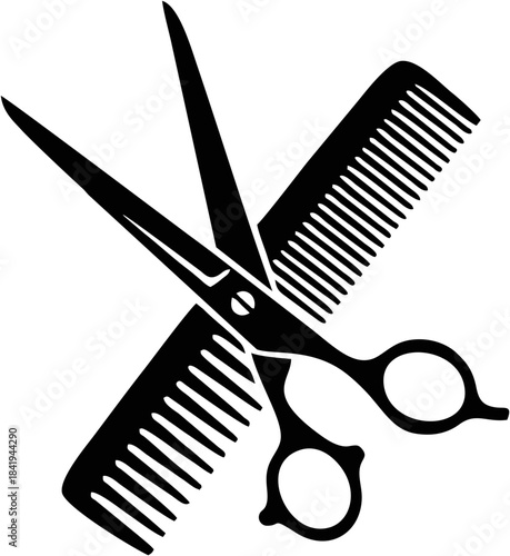 Hairdressing Scissors and Comb Icon - A Symbol of Hair Styling and Grooming Services