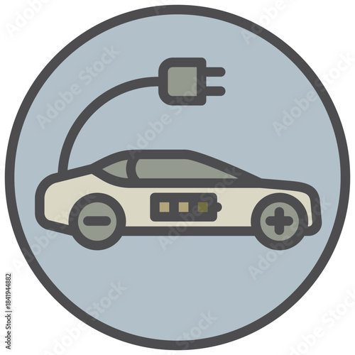 electric car icon line color