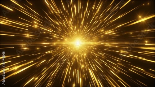 Golden energy burst with a star effect, mp4 video. AI