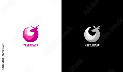 Modern deer head logo with gradient style. Elegant wildlife icon, template design for corporate identity, creative agency, and mascot branding