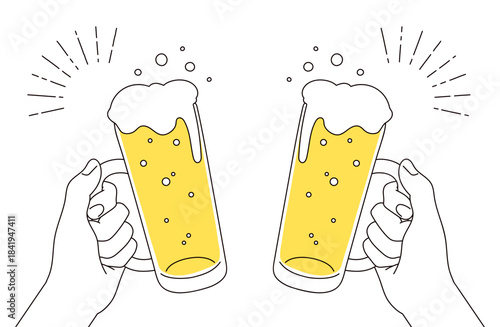 ビールと持つ手のイラスト素材