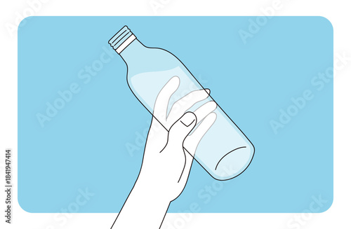 飲料水と持つ手のイラスト素材