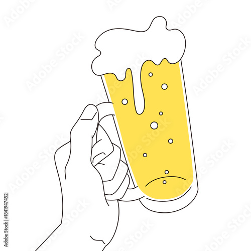 ビールと持つ手のイラスト素材