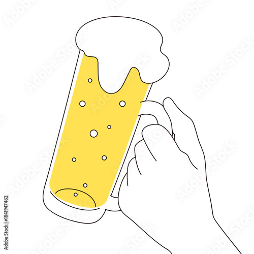 ビールと持つ手のイラスト素材