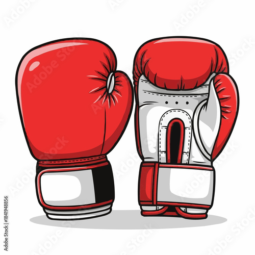 Two vibrant red boxing gloves are poised, inviting the viewer into the world of sport and combat. This illustration has an athletic focus, featuring a vivid. Vector illustration