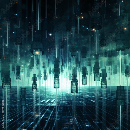 Futuristic Metropolis Reverie Envisioning Advanced Cityscape with Abstract Elements Display