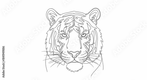 Tiger face continuous line drawing illustration conveying elegance and minimalism for graphic