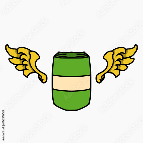 vector design of a stack of money with a pair of wings front view. cartoon symbol design