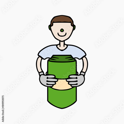 vector design of person holding a stack of banknotes. symbol design