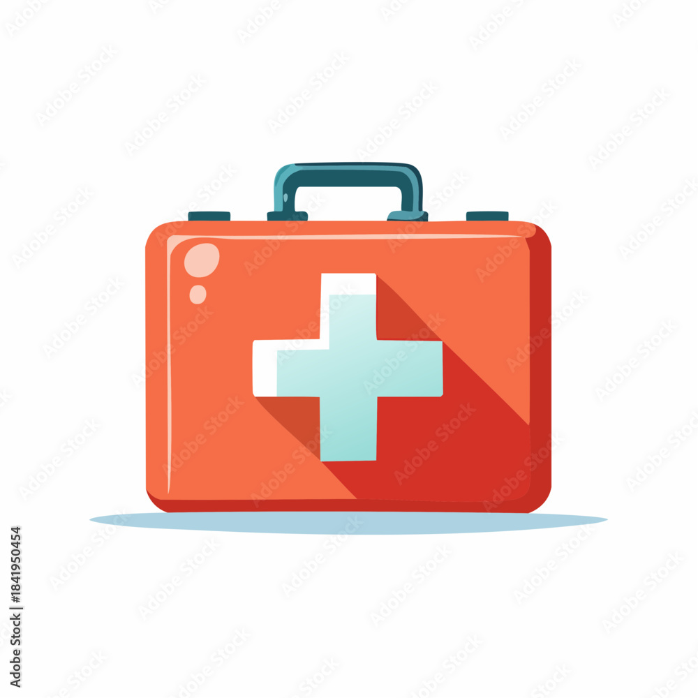 Fototapeta premium Orange First Aid Kit with White Cross.