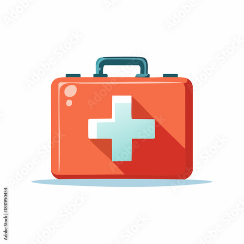 Orange First Aid Kit with White Cross.