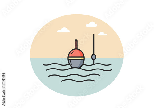 Fishing Floats in Calm Waters: A Serene Icon.