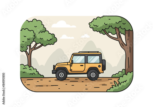 Off-Road Adventure: A Yellow SUV in Natures Embrace.