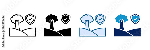 Protected Forest Area Icon Set Multiple Style Collection