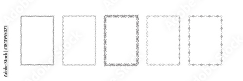 Decorative flourish border corner and frame collection for invitations, menus, vintage page decoration, ornamental classic vector design with stylish details