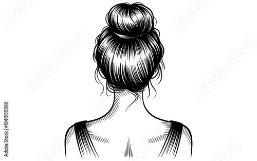 a woman seen from behind with an elegant hair bun and minimal artistic