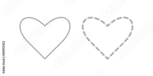 Hand drawn vintage heart shape design vector illustration romantic love symbol for Valentine greeting card decoration sketch ornate pattern