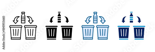 Sorting Waste Icon Set Multiple Style Collection