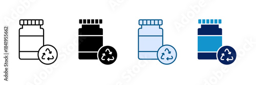 Glass Recycling Icon Set Multiple Style Collection