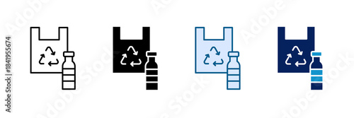 Plastic Recycling Icon Set Multiple Style Collection