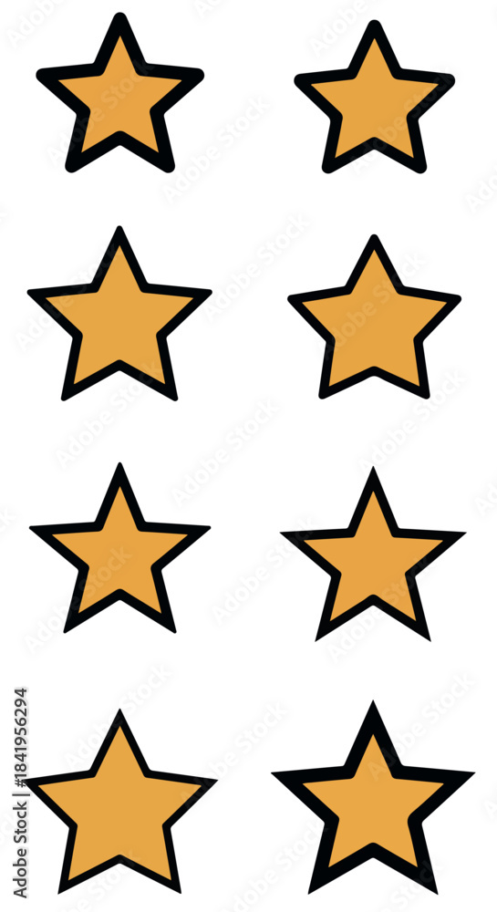 Fototapeta premium Orange stars collection with transparent background