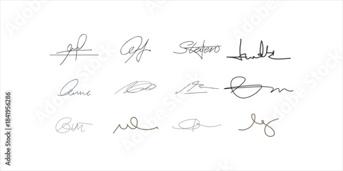 Handwritten pen signature vector pack featuring collection of unique names and signatures designed in calligraphy style for business branding personal identity and elegant decoration
