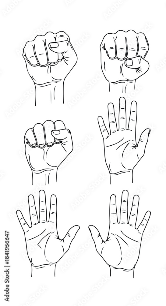 Fototapeta premium Hand gestures outline set for design