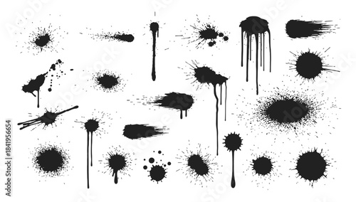 Splashes Set Ink And Grunge High Level Of Tracing
