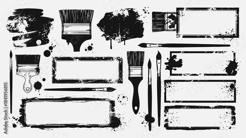 Beautiful Paintbrush Set Brush Stroke Template Manually Traced