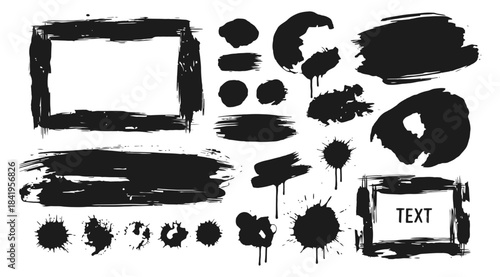Paint Brush Stains Ink Splashes Strokes And Blots