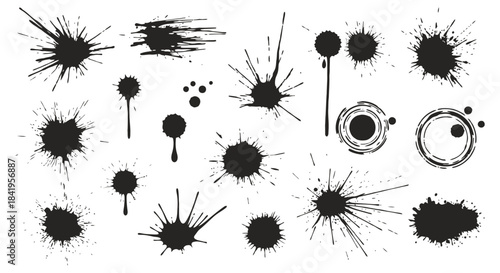 Ink Splashes Set High Level Of Tracing Black Inked