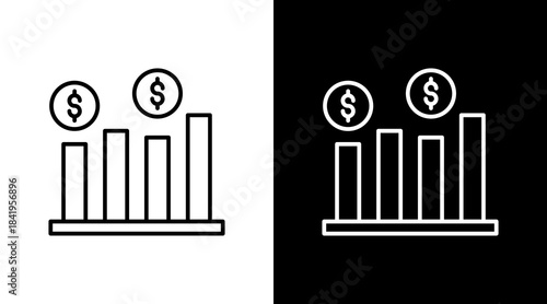 Revenue Line Outline White Icon Set Design